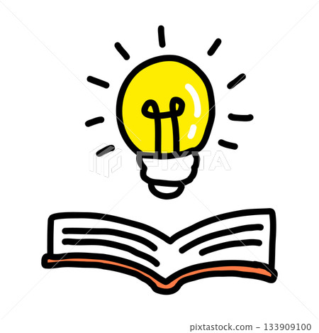 Knowledge gained by reading books | Hand-drawn illustration icon 133909100