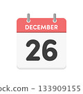 12月26日 - 12月26日每日日曆圖示 - 英文日曆，日期為12/26 133909155