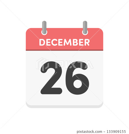12月26日 - 12月26日每日日曆圖示 - 英文日曆，日期為12/26 133909155
