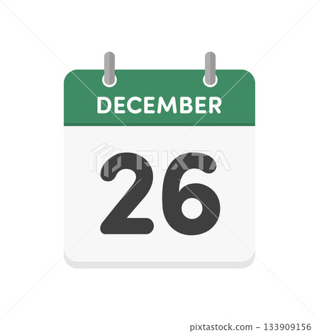 December 26th - December 26th daily calendar icon - English calendar with date 12/26 December 26th - December 26th daily calendar icon - English calendar with date 12/26 133909156