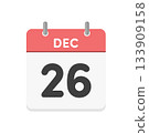 12月26日/DEC 26日每日日曆圖示 - 紅色英文日曆，日期為12/26 133909158