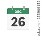 12月26日/DEC 26日每日日曆圖示 - 綠色英文日曆，日期為12/26 133909159