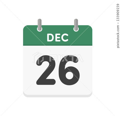 12月26日/DEC 26日每日日曆圖示 - 綠色英文日曆，日期為12/26 133909159