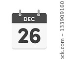 12月26日/12月26日每日日曆圖示 - 黑白英文日曆，日期為12/26 133909160