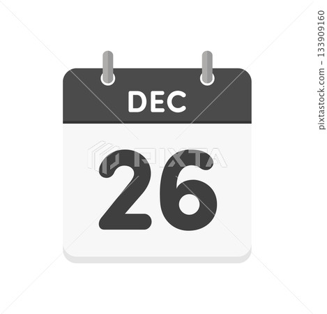 12月26日/12月26日每日日曆圖示 - 黑白英文日曆,日期為12/26 12月26日/12月26日每日日曆圖示 - 黑白英文日曆,日期為12/26 133909160