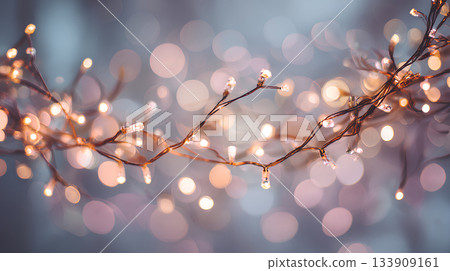 背景是閃爍著溫暖光芒的串燈。 背景是閃爍著溫暖光芒的串燈。 133909161