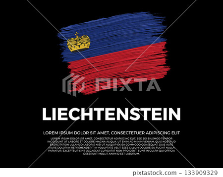 Flag of Liechtenstein. Liechtensteiner and European Culture. Vibrant, textured brushstroke effect style. Black background with copy space. Dramatic composition in negative space. Flag of Liechtenstein. Liechtensteiner and European Culture. Vibrant, textured brushstroke effect style. Black background with copy space. Dramatic composition in negative space. 133909329