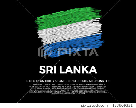 Flag of Sri Lanka. Sri Lankan and Asian Culture. Vibrant, textured brushstroke effect style. Black background with copy space. Dramatic composition in negative space. Flag of Sri Lanka. Sri Lankan and Asian Culture. Vibrant, textured brushstroke effect style. Black background with copy space. Dramatic composition in negative space. 133909331