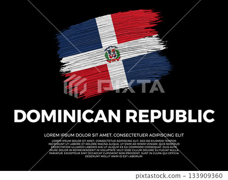 Flag of Dominican Republic. Dominican and Caribbean Culture. Vibrant, textured brushstroke effect style. Black background with copy space. Dramatic composition in negative space. Flag of Dominican Republic. Dominican and Caribbean Culture. Vibrant, textured brushstroke effect style. Black background with copy space. Dramatic composition in negative space. 133909360