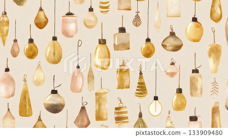 水彩復古燈泡圖案 133909480