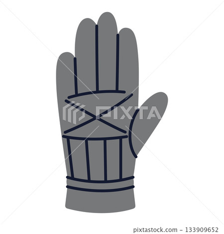 Gray insulated winter glove for skiing or snowboarding. Modern vector illustration isolated on white background, hand drawn, flat design Gray insulated winter glove for skiing or snowboarding. Modern vector illustration isolated on white background, hand drawn, flat design 133909652