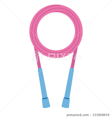 Pink and blue jump rope for fitness training, cardio workout, and healthy active lifestyle. Trendy modern vector illustration isolated on white background, hand drawn, flat design 133909659