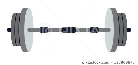 Heavy barbell with weights for gym exercises and power training, classic strength equipment. Modern vector illustration isolated on white background, hand drawn, flat design Heavy barbell with weights for gym exercises and power training, classic strength equipment. Modern vector illustration isolated on white background, hand drawn, flat design 133909673