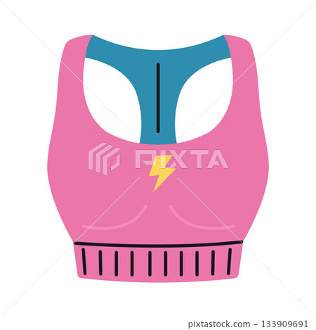 Pink sports bra. Fitness clothing and active lifestyle concept. Trendy modern vector illustration isolated on white background, hand drawn, flat design Pink sports bra. Fitness clothing and active lifestyle concept. Trendy modern vector illustration isolated on white background, hand drawn, flat design 133909691