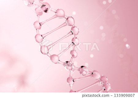 再生醫學和皮膚護理圖片，粉紅色DNA和光粒子，美麗背景 133909807