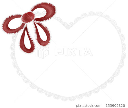 Heart Decorated with White Lace Border and Bow Illustration for Valentine's Day The Day of Love Heart Decorated with White Lace Border and Bow Illustration for Valentine's Day The Day of Love 133909820