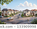 美麗的住宅區逼真插圖 133909998