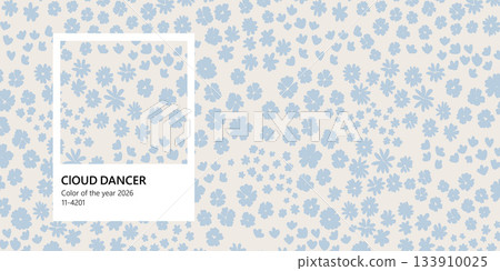 Cloud dancer color of the year 2026. Abstract background with square frame. Color concept. 133910025