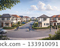 寧靜的住宅區寫實插圖 133910091