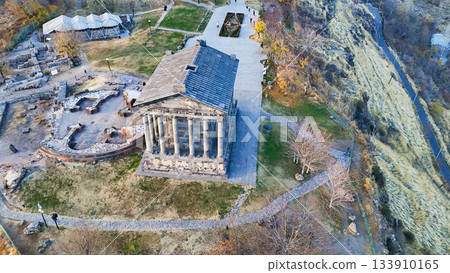 aerial view of ruined Garni Temple in Azat Gorge aerial view of ruined Garni Temple in Azat Gorge 133910165