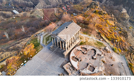 panoramic view of Garni Temple in Azat Gorge 133910173
