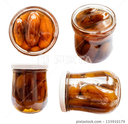set from glass jars with armenian eggplant jam set from glass jars with armenian eggplant jam 133910179