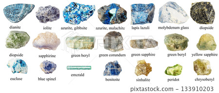 blue and green natural rocks with names cutout blue and green natural rocks with names cutout 133910203