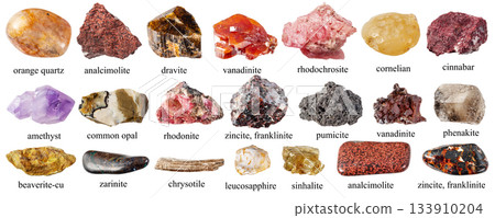 pink and brown natural rocks with names cutout pink and brown natural rocks with names cutout 133910204