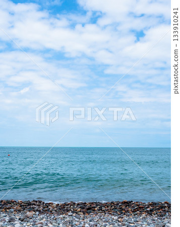 view of Black Sea from pebble beach in Batumi view of Black Sea from pebble beach in Batumi 133910241