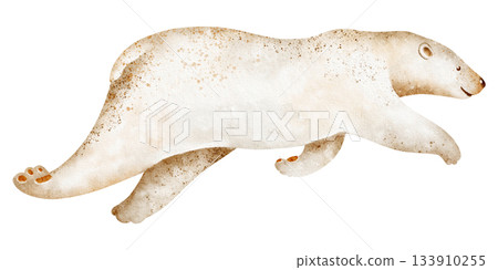 Polar bear swimming isolated on white background. Watercolor illustration of ursus maritimus. Hand drawn animal sketch for design and print, hand drawn sketch for wildlife, nature and design projects. Polar bear swimming isolated on white background. Watercolor illustration of ursus maritimus. Hand drawn animal sketch for design and print, hand drawn sketch for wildlife, nature and design projects. 133910255