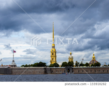 rainy clouds over fortress in Saint Petersburg rainy clouds over fortress in Saint Petersburg 133910282