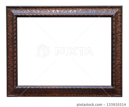 horizontal carved dark brown painting frame cutout 133910314