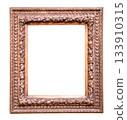 ancient vertical wide carved brown picture frame 133910315