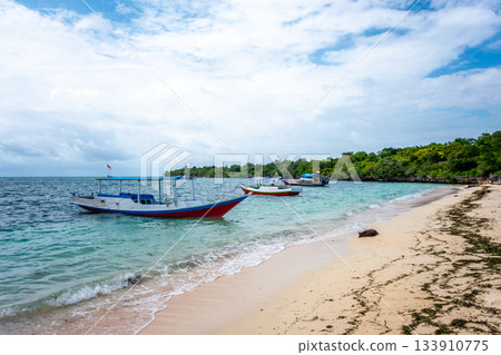 Boats on Pulau Liukang Loe beach, Sulawesi, Indonesia 133910775