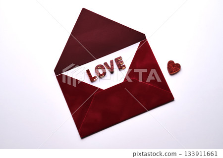 Open red envelope with glitter love message 133911661