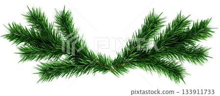 3D Realistic Christmas Garland Made of Evergreen Pine Branch with Green Needles for Decoration 3D Realistic Christmas Garland Made of Evergreen Pine Branch with Green Needles for Decoration 133911733