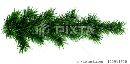 3D Realistic Christmas Garland Made of Evergreen Pine Branch with Green Needles for Decoration 3D Realistic Christmas Garland Made of Evergreen Pine Branch with Green Needles for Decoration 133911736