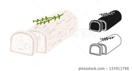 Soft Goat Cheese simple stylized symbol set French Italian food grungy vector cartoon illustration 133911798