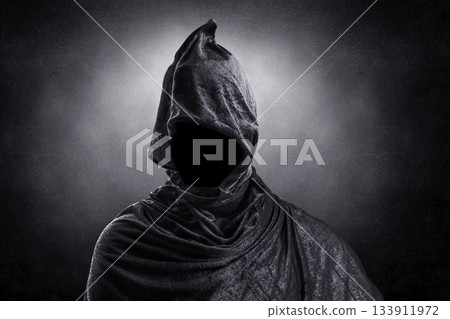 Portrait of a scary ghost over dark misty background 133911972