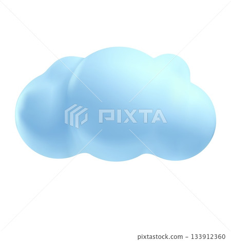 Blue cloud 3D plastic style vector icon, cartoon weather forecast cloudy symbol, realistic meteorology design element 133912360