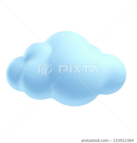 Blue cloud 3d plastic style vector icon, cartoon weather forecast overcast symbol, realistic design element 133912364