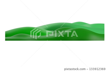 Green grass playground 3D plastic style, vector summer nature design element, cartoon field lawn, meadow landscape 133912369