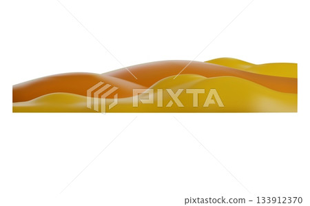 Orange grass playground 3D plastic style, vector autumn nature design element, cartoon field lawn, meadow landscape 133912370