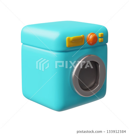 Automatic washing machine 3D cartoon plastic style vector icon, laundry equipment, washing home appliance isometric view Automatic washing machine 3D cartoon plastic style vector icon, laundry equipment, washing home appliance isometric view 133912384