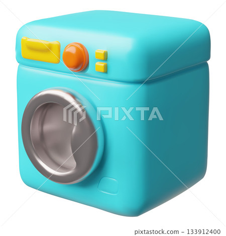 Automatic washing machine 3D cartoon plastic style icon, laundry equipment, washing home appliance vector isometric view Automatic washing machine 3D cartoon plastic style icon, laundry equipment, washing home appliance vector isometric view 133912400