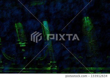 Green night mysterious columns of house in dark gray blue 133912634