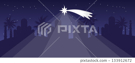 Bright Star of Bethlehem in the Night Sky Nativity Background Bright Star of Bethlehem in the Night Sky Nativity Background 133912672