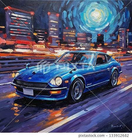 car running on the road at night 133912682