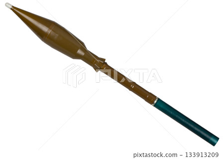 anti tank rocket propelled grenade with HEAT warhead for rpg 7 rocket propelled grenade launcher isolated on white anti tank rocket propelled grenade with HEAT warhead for rpg 7 rocket propelled grenade launcher isolated on white 133913209