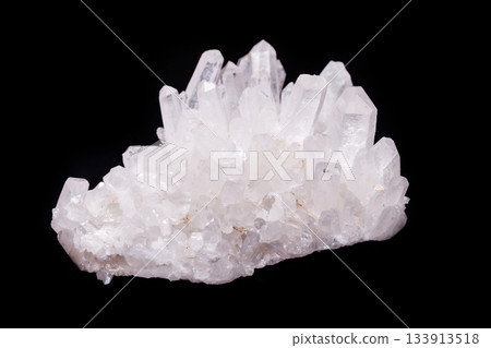 Macro Mineral Stone Rhinestone in Crystals on a Black Background 133913518